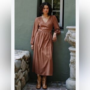 Linen long sleeve Paige dress - copper